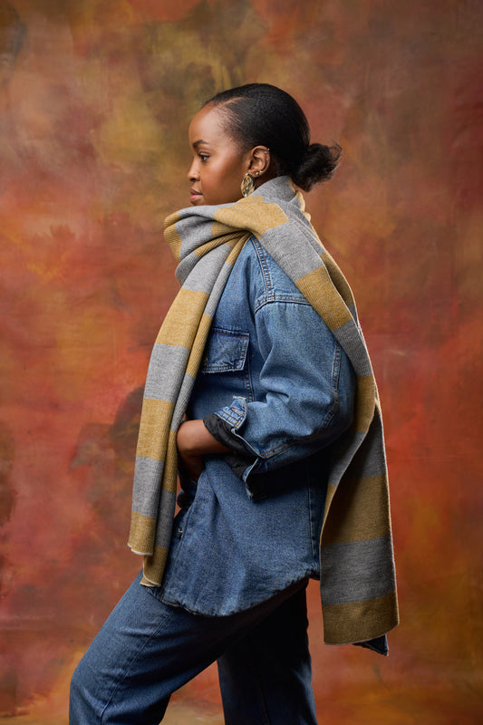 Oversized Knit Scarf - Striped