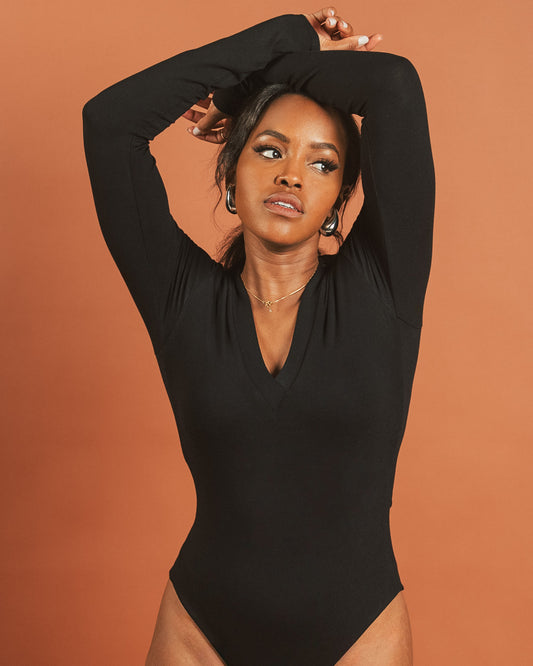Long Sleeve V Neck Bodysuit - Vivo x This Is Essential