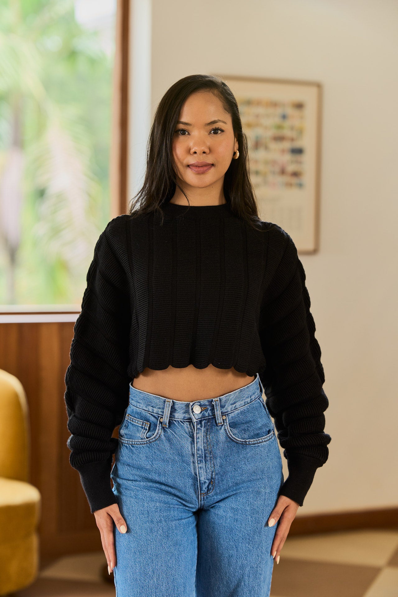 トップス bijoubutton bubble cropped knit sheller Calla Bubble Knit Crop Sweater – This Is Essential