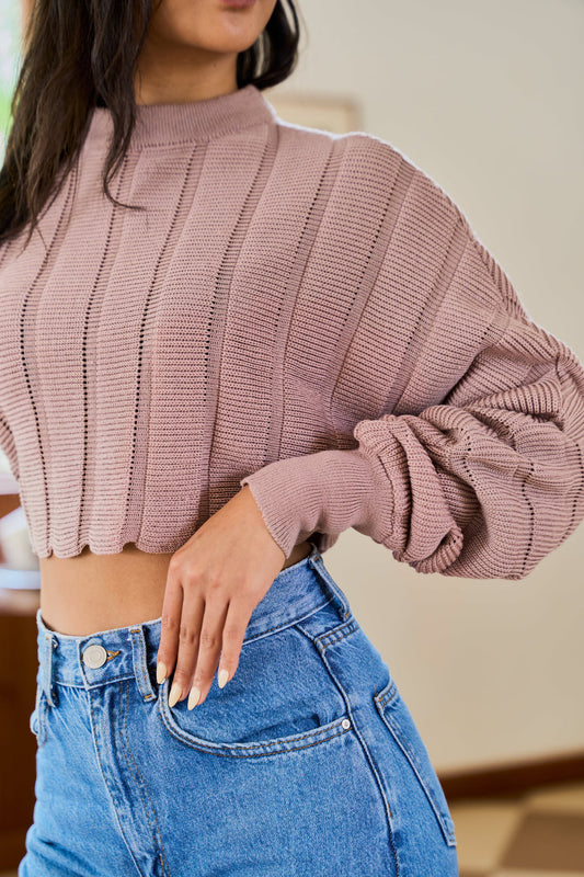 Calla Bubble Knit Crop Sweater