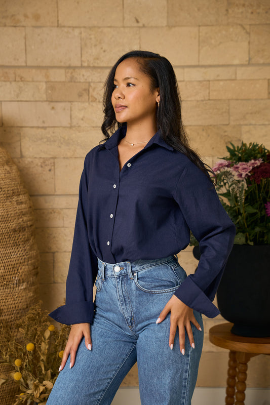 Vasha Classic Linen-Blend Shirt